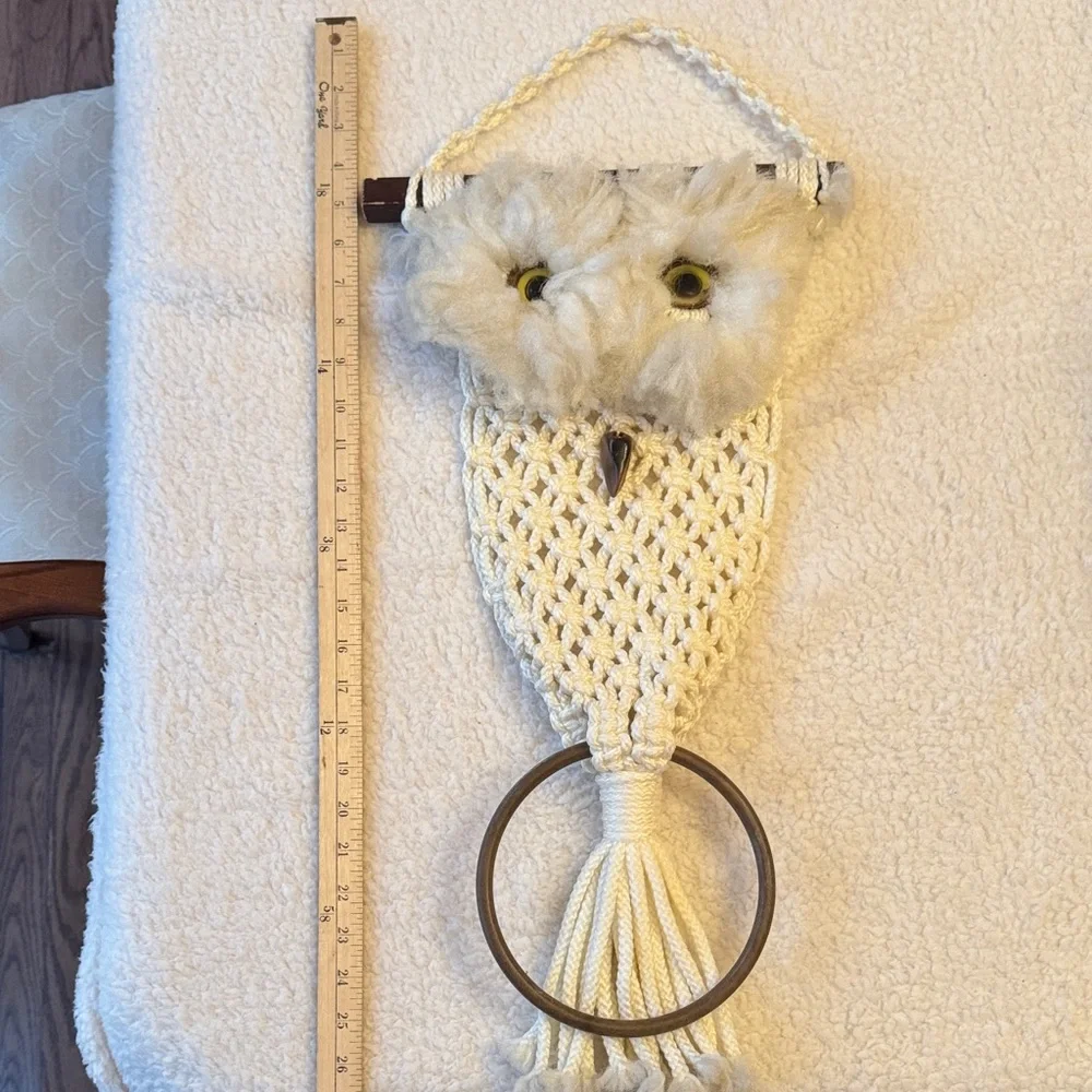 Macrame Owl Wall Hanging Boho Decor Handmade Fiber Art‎